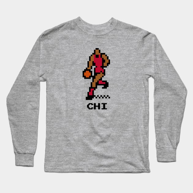 8-Bit Basketball - Chicago Long Sleeve T-Shirt by The Pixel League